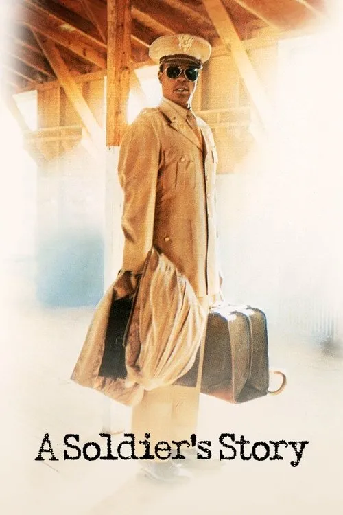 A Soldier's Story (1984) photographic poster featuring Howard E. Rollins Jr. in a US Army officer uniform and sunglasses at a hazy station; an intense investigative vibe.